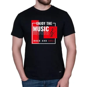 تیشرت مشکی Enjoy The Music Rock And Roll